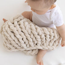 Load image into Gallery viewer, Infinite Chunky Knit Blanket | Minky | Cuddle - Sand