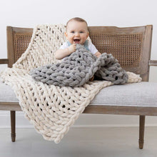 Load image into Gallery viewer, Infinite Chunky Knit Blanket | Minky | Cuddle - Mist