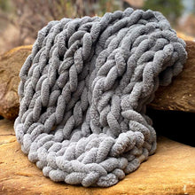 Load image into Gallery viewer, Infinite Chunky Knit Blanket | Minky | Cuddle - Mist