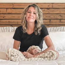 Load image into Gallery viewer, Infinite Chunky Knit Blanket | Minky | Cuddle - Sand