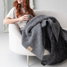 Load image into Gallery viewer, SURI Alpaca Blanket | Black + Dark Gray