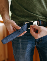 Load image into Gallery viewer, Cork Reversible Men's Belt (Brown/Navy)