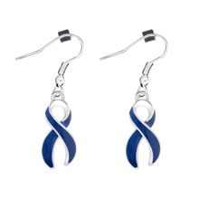 Load image into Gallery viewer, 1/2" x 3/4" Earrings with Dark Blue / Navy Ribbon
