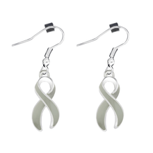 Load image into Gallery viewer, 1/2" x 3/4" Earrings with Gray / Grey Ribbon