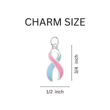 Load image into Gallery viewer, 1/2" x 3/4" Charms with Pink & Blue Ribbon (with clasp)