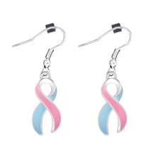 Load image into Gallery viewer, 1/2" x 3/4" Earrings with Pink & Blue Ribbon