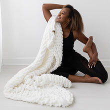 Load image into Gallery viewer, Infinite Chunky Knit Blanket | Minky | Big - Blanc

