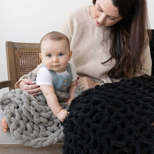 Load image into Gallery viewer, Infinite Chunky Knit Blanket | Minky | Cuddle - Mist
