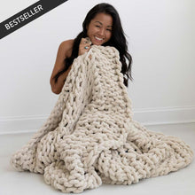 Load image into Gallery viewer, Infinite Chunky Knit Blanket | Minky | Big - Sand
