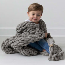 Load image into Gallery viewer, Infinite Chunky Knit Blanket | Minky | Little - Mist
