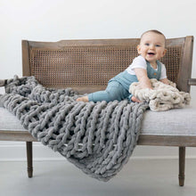Load image into Gallery viewer, Infinite Chunky Knit Blanket | Minky | Cuddle - Sand
