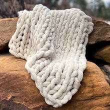 Load image into Gallery viewer, Infinite Chunky Knit Blanket | Minky | Cuddle - Sand
