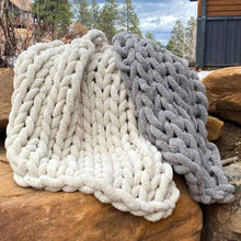 Load image into Gallery viewer, Infinite Chunky Knit Blanket | Minky | Cuddle - Mist
