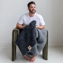 Load image into Gallery viewer, SURI Alpaca Blanket | Black + Dark Gray
