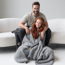 Load image into Gallery viewer, SURI Alpaca Blanket | Dark Gray + Light Gray
