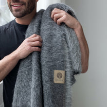 Load image into Gallery viewer, SURI Alpaca Blanket | Dark Gray + Light Gray
