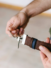 Load image into Gallery viewer, Cork Reversible Men's Belt (Brown/Navy)
