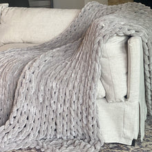Load image into Gallery viewer, Infinite Chunky Knit Blanket | Minky | Big - Mist
