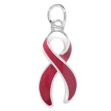 Load image into Gallery viewer, 1/2" x 3/4" Charms with Burgundy / Maroon Ribbon (no clasp)
