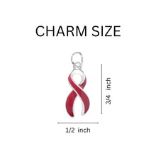 Load image into Gallery viewer, 1/2" x 3/4" Charms with Burgundy / Maroon Ribbon (no clasp)
