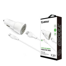 Load image into Gallery viewer, Esoulk 12W 2.4A Dual USB Travel Car Charger With 5FT Type-C Charging Cable
