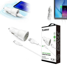 Load image into Gallery viewer, Esoulk 12W 2.4A Dual USB Travel Car Charger With 5FT Type-C Charging Cable
