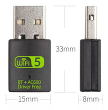 Load image into Gallery viewer, USB AC600m 2.4G+ 5G WiFi Receiver
