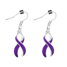 Load image into Gallery viewer, 1/2" x 3/4" Earrings with Purple Ribbon

